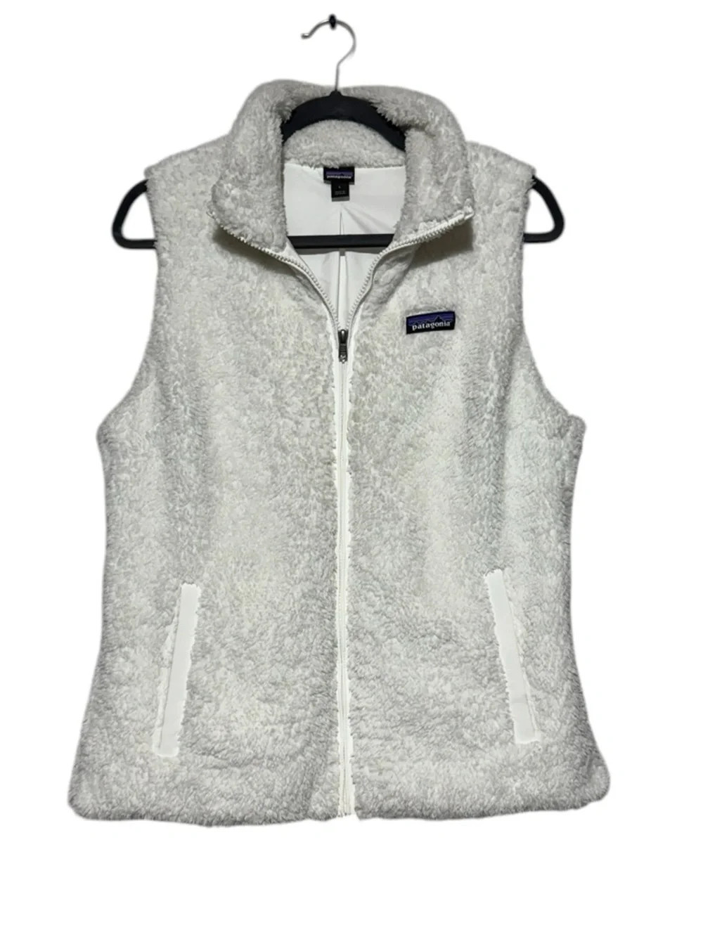 Patagonia Los Gatos Sherpa Vest‎ Women Size M White Cozy Winter Outdoor Hiking